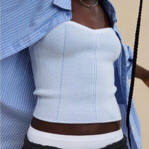 NEW Light Blue Ribbed Corset Tube Top from Aerie | XL